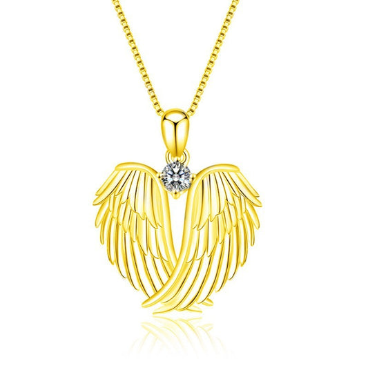 Gold Memorial angel necklace